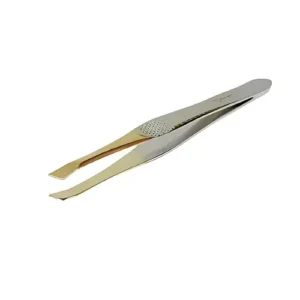 PINZA DEPILADORA PUNTA OBLICUA DORADA – Ref. 327